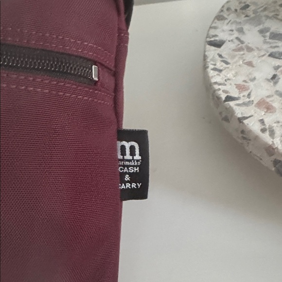 Marimekko Cash & Carry Canvas Crossbody Nylon Maroon Bag - Picture 7 of 12